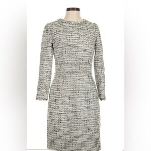 J. Crew Black and White Tweed Long Sleeve Dress